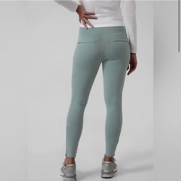 Athleta Sage Green Delancey Moto Tight Leggings Zipper Ankle Women’s Size Small - Picture 2 of 11